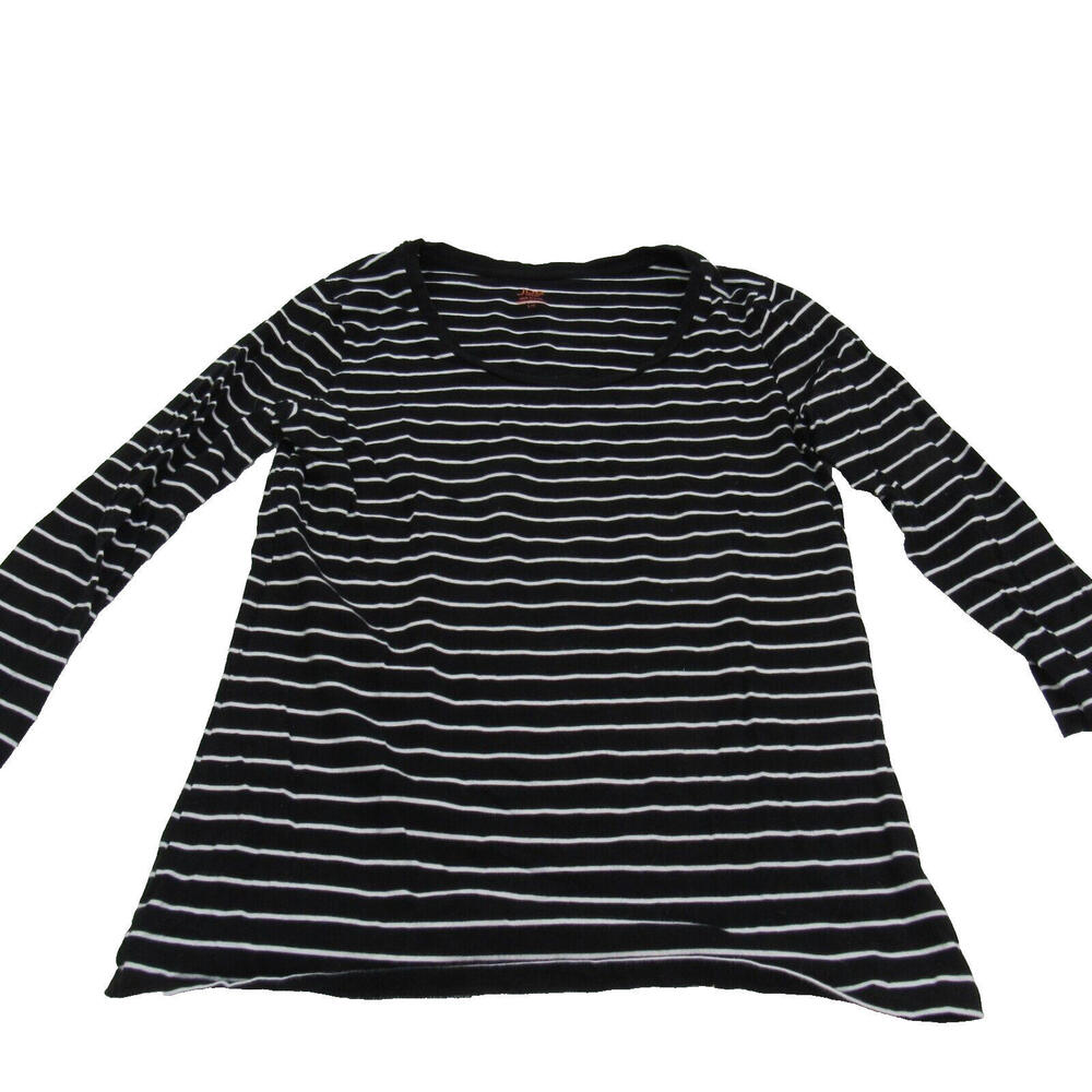 Joe Fresh‎ Women's Black and White Striped Round Neck T-Shirt Top Size Large